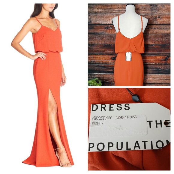 NWT Dress The Population XS Gracelyn Poppy High Slit Lined Zip Blouson - Picture 1 of 7